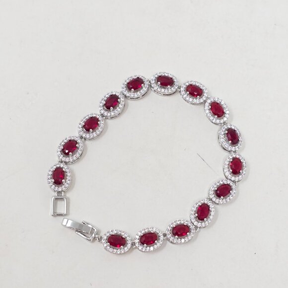 🎁🎅HOLIDAY TREASURES! CZ Ruby Tennis Bracelet - Picture 2 of 2